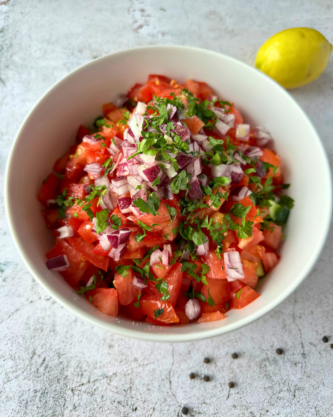israeli salad in a bowl